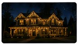 First nighttime holiday-lighting gallery house photograph.