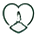 Green line icon of two overlapping hearts.