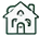 Hand-drawn house with holiday-light sparkle icon.