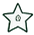 Green outlined five-point star with small decorative dots.