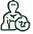 Hand-drawn technician holding a light bulb icon.