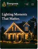 Portrait proposal preview branded Evergreen Lighting, showing a warmly illuminated house at night.